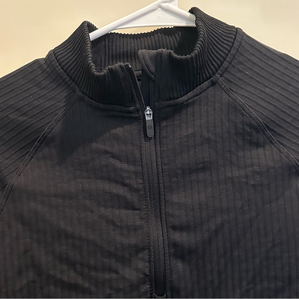 Lululemon Rest Less Cropped Half Zip Rib Black - Picture 3 of 7